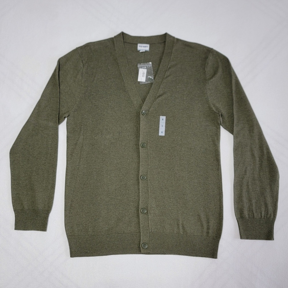 NWT Old Navy Olive Cardigan Men L button-front Sweater Preppy Classic Minimalist